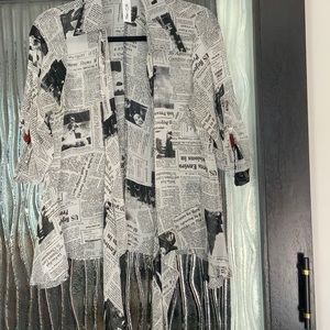 Sheer newspaper print top